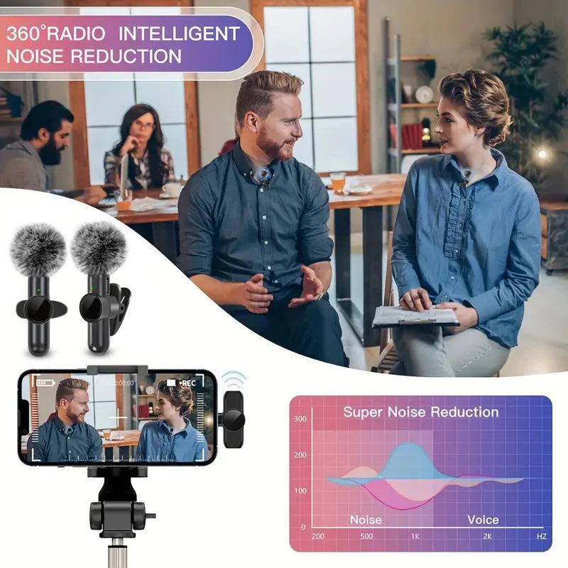 2-in-1 Wireless Lavalier Mic Kit — Plug & Play for iPhone & Android | Crystal Clear Audio for TikTok, YouTube & Reels