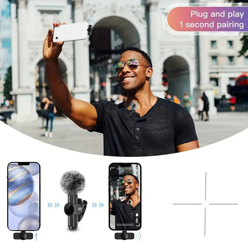 2-in-1 Wireless Lavalier Mic Kit — Plug & Play for iPhone & Android | Crystal Clear Audio for TikTok, YouTube & Reels